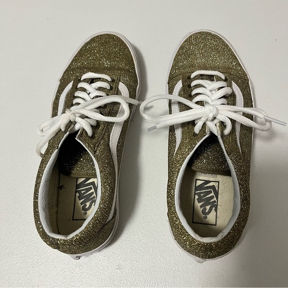 Vans Gold Glitter Sparkly Sneakers Shoes Women’s 8.5 - Picture 2 of 8
